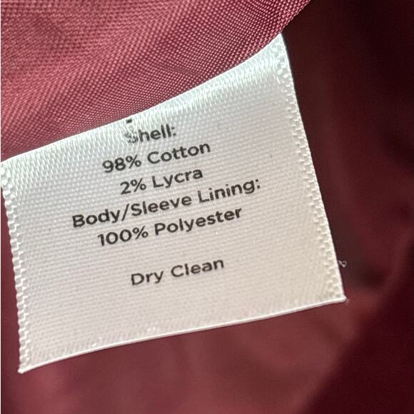 Talbots Women’s 8P Red Velvet Fitted Button-Up Blazer Jacket Holiday Christmas - Picture 6 of 6